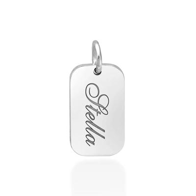 engravable script tag pendant in 10K White Gold
