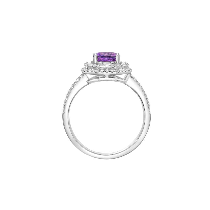 Purple Sapphire and Diamond Halo Ring in 14K White Gold &#40;1 ct. tw.&#41; – Image 3 of 4