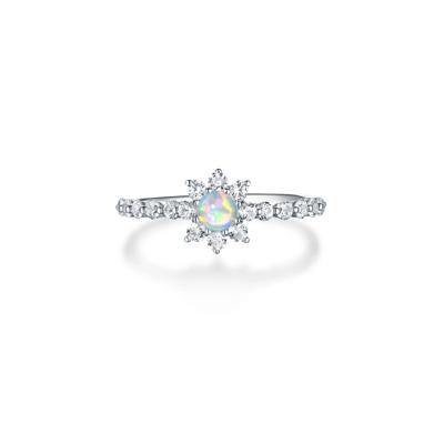 Lab Created Opal & White Sapphire Stack Ring in Sterling Silver