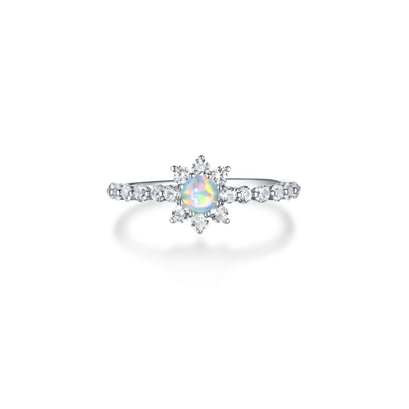 Lab Created Opal &amp; White Sapphire Stack Ring in Sterling Silver – Image 1 of 4