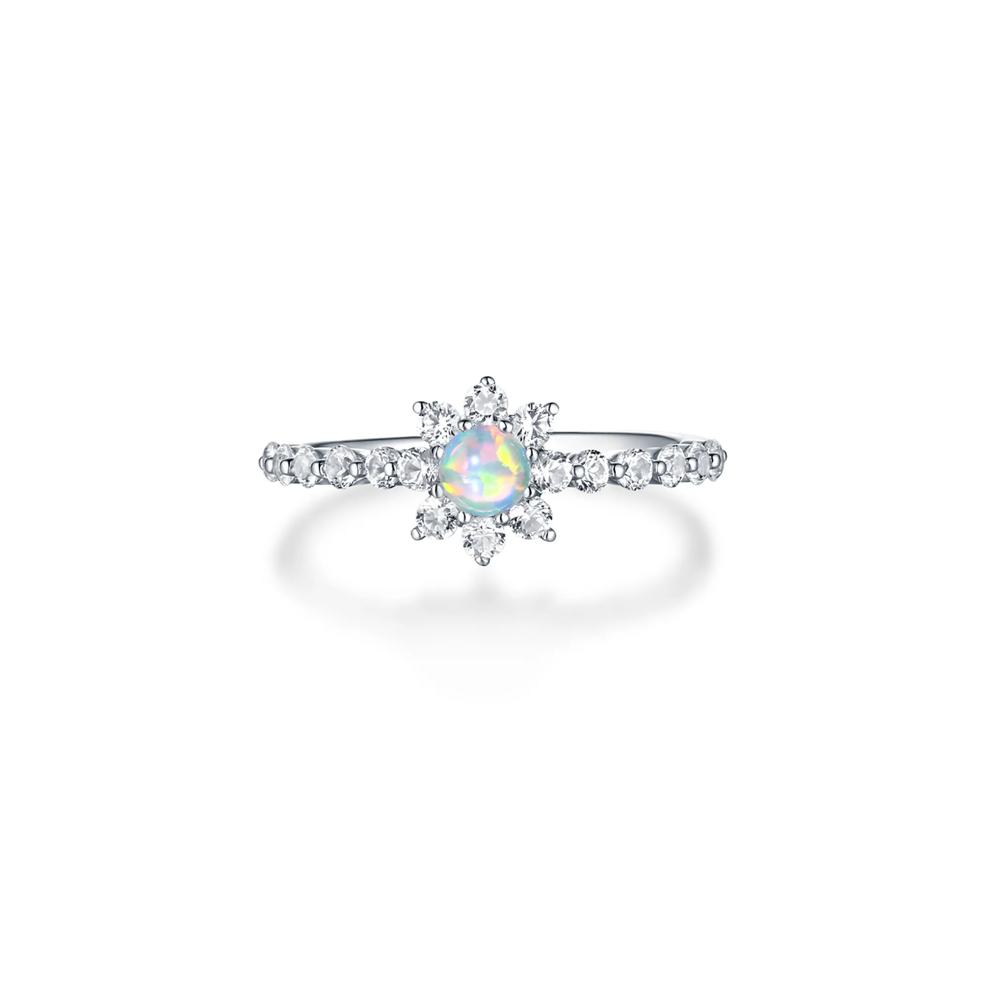 Lab Created Opal &amp; White Sapphire Stack Ring in Sterling Silver – Image 1 of 4