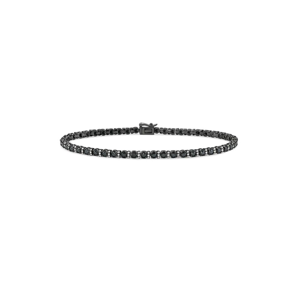 Men's Black &amp; White Diamond Link Bracelet in Sterling Silver (3 1/2 ct. tw.) – Image 1 of 2
