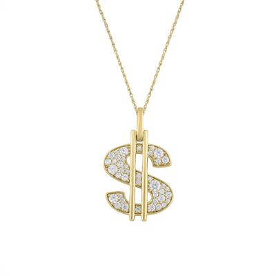 Men's Lab Grown Diamond Dollar Sign Pendant in 10K Yellow Gold (1 1/4 ct. tw.)