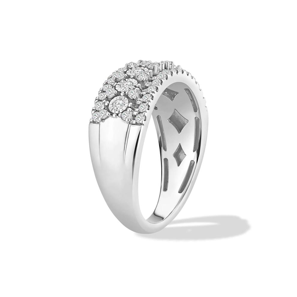 Diamond Round Illusion Center Anniversary Band in 10K White Gold (1/2 ct. tw.) – Image 3 of 4