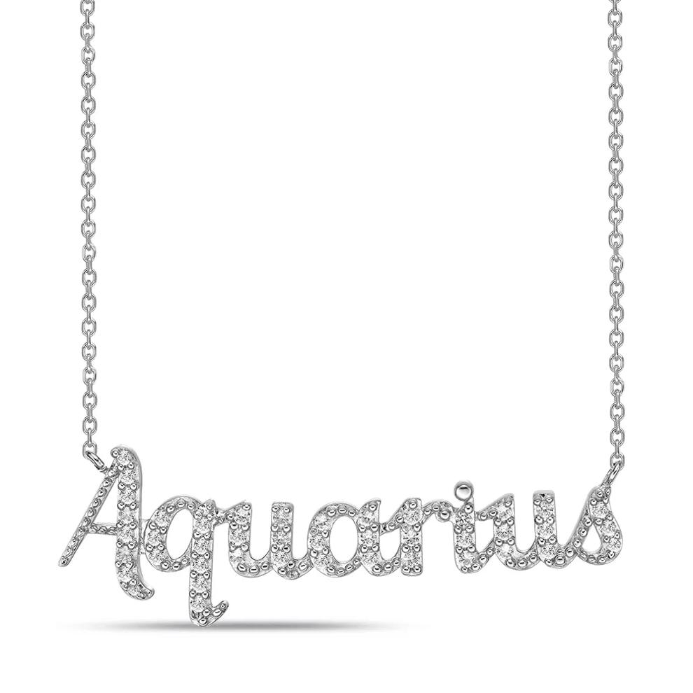 Aquarius Lab Created White Sapphire Necklace in Sterling Silver – Image 1 of 3