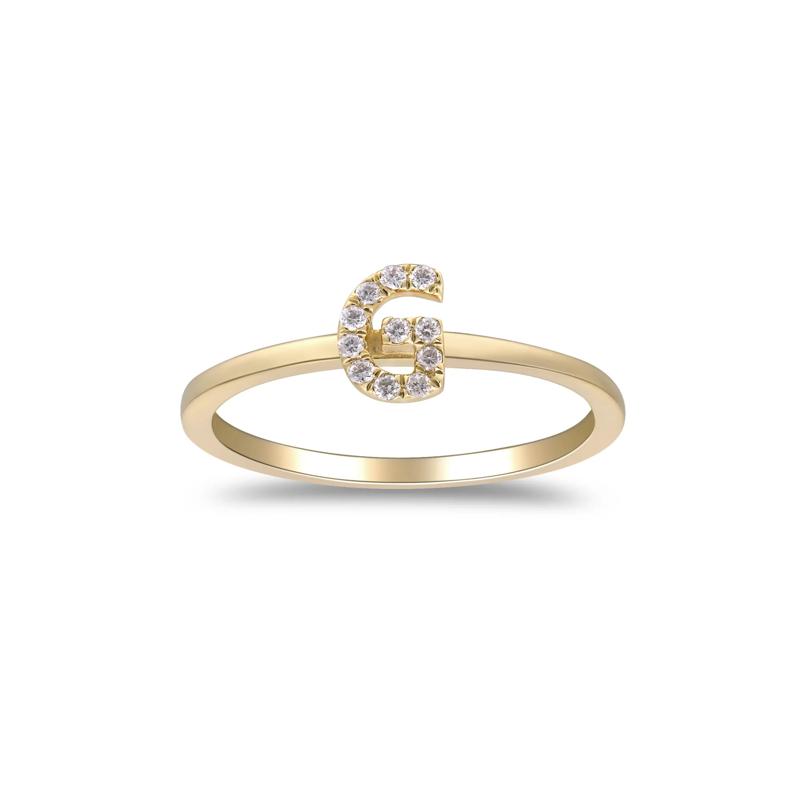 Diamond Accent "G" Initial Ring in 10K Yellow Gold – Image 1 of 5