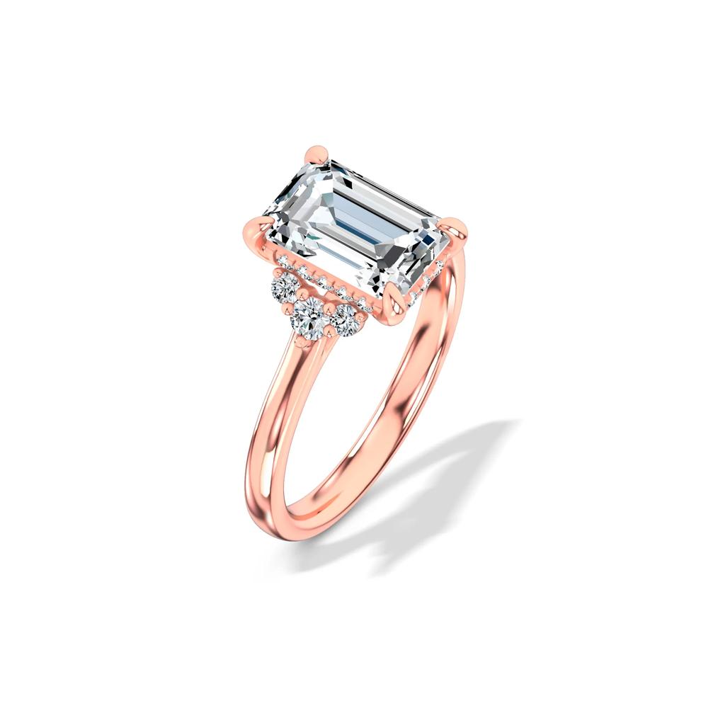 Lab Grown Diamond Emerald-Cut Center Engagement Ring in 14K Rose Gold (3 1/4 ct. tw.) – Image 4 of 4