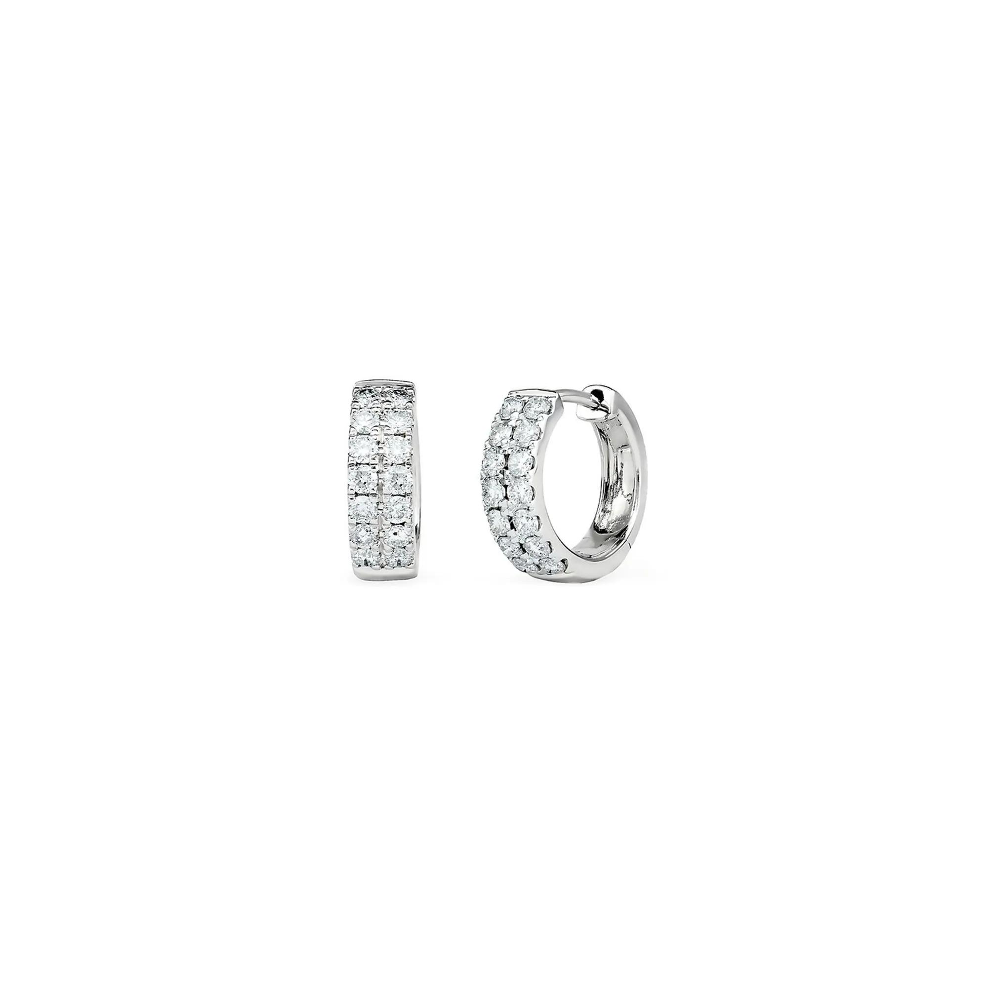 3/4 cttw Diamond Hoop Earrings in 10K White Gold | Helzberg