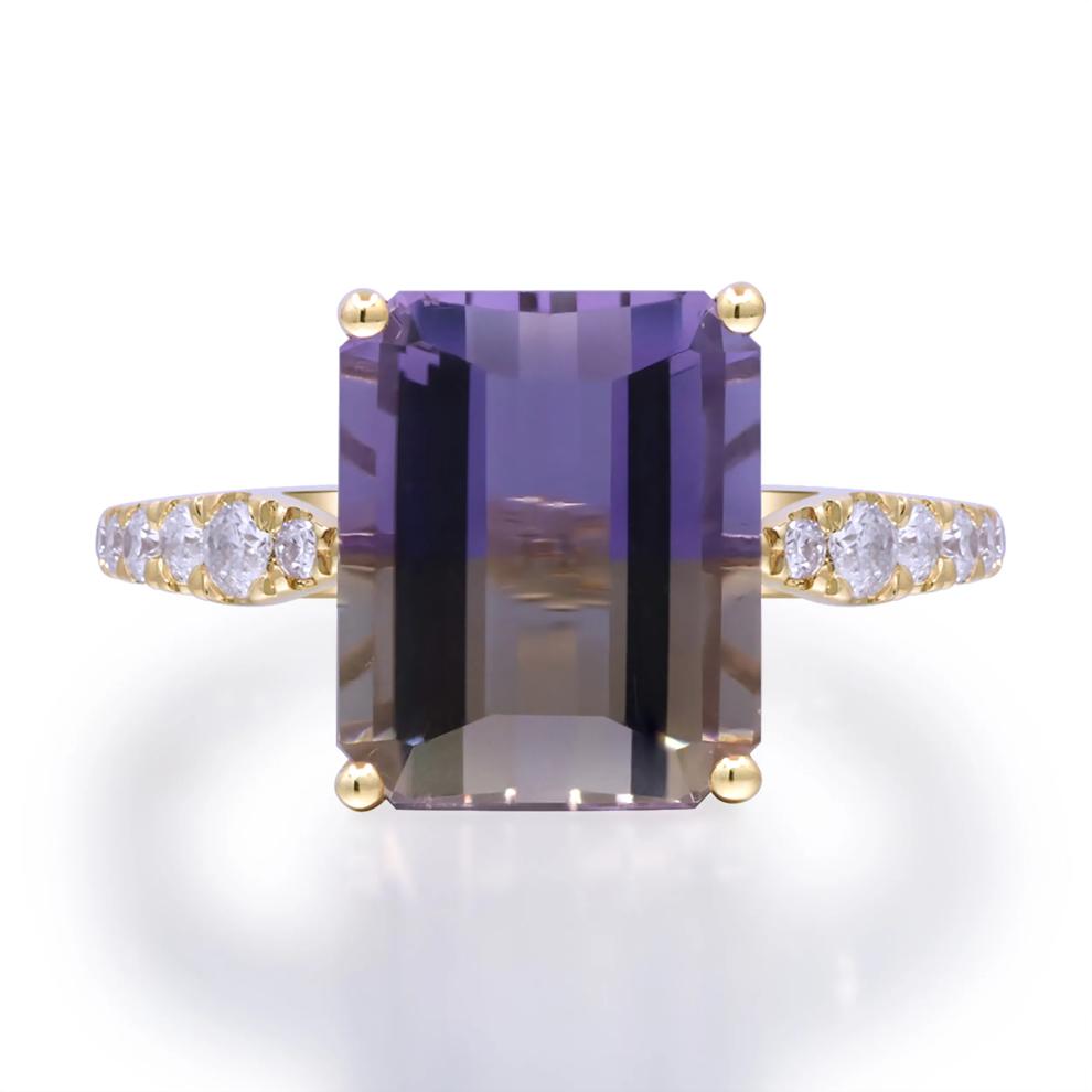 Ametrine and Diamond Ring in 10K Yellow Gold (1/5 ct. tw.) – Image 5 of 5