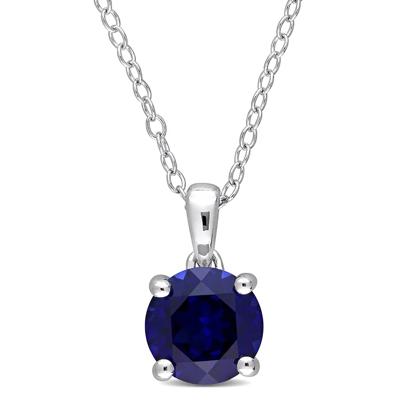 Lab Created Blue Sapphire Pendant in Sterling Silver
