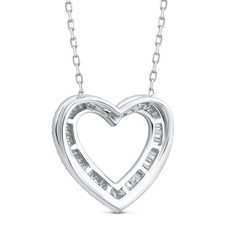 Round and Baguette Diamond Heart Pendant in 10K White Gold &#40;1/2 ct. tw.&#41; – Image 3 of 4
