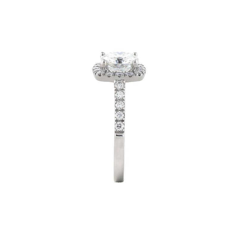 Cushion-Cut Moissanite Halo Ring with Pav&eacute; Band in 14K White Gold &#40;2 7/8 ct. dew&#41; – Image 3 of 3
