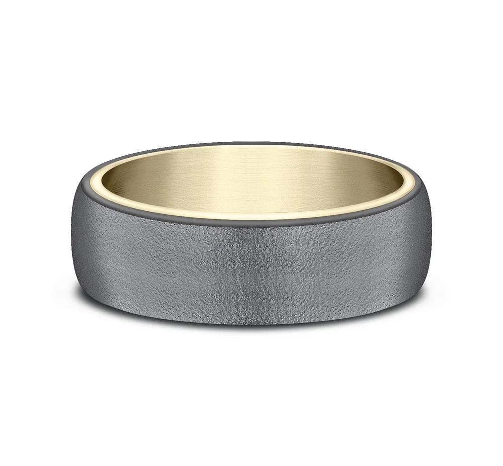 Men's Wedding Band with 14K Yellow Gold Inlay in Tantalum, 6.5mm – Image 1 of 3