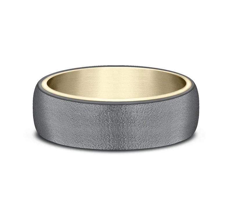 Men&#39;s Wedding Band with 14K Yellow Gold Inlay in Tantalum, 6.5mm – Image 1 of 3