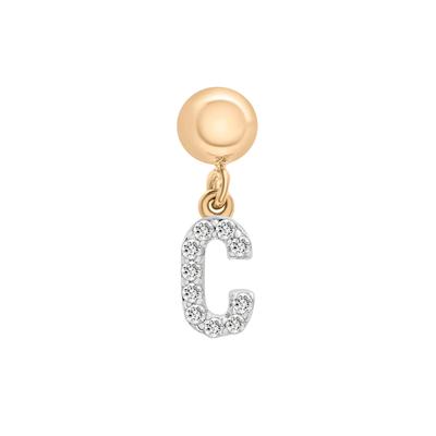 Diamond Accent C Initial Bead Charm in Vermeil