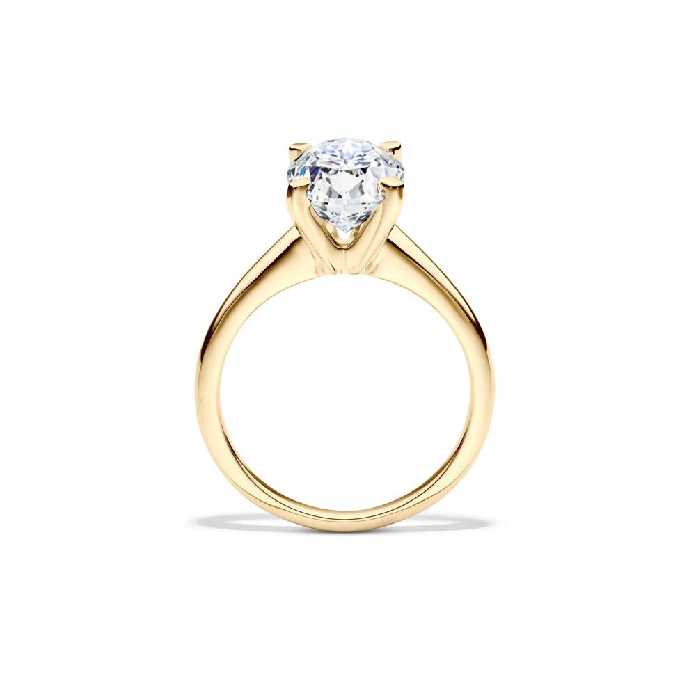 Lab-Created Moissanite Oval Solitaire Ring in 10K Yellow Gold (2 ct. dew) – Image 2 of 4