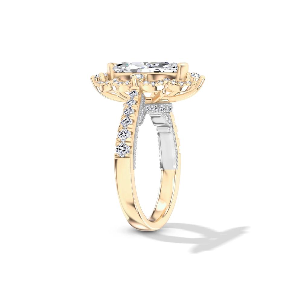 Lab Grown Diamond Scalloped Halo Engagement Ring in 14K Yellow &amp; White Gold (2 5/8 ct. tw.) – Image 3 of 4