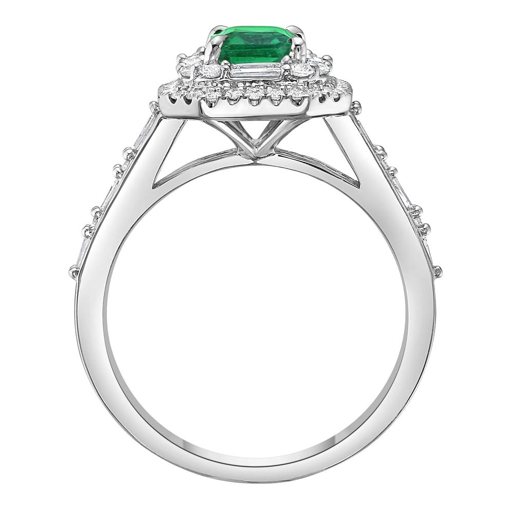 Emerald-Cut Emerald &amp; Diamond Ring in 18K White Gold (3/4 ct. tw.) – Image 2 of 5