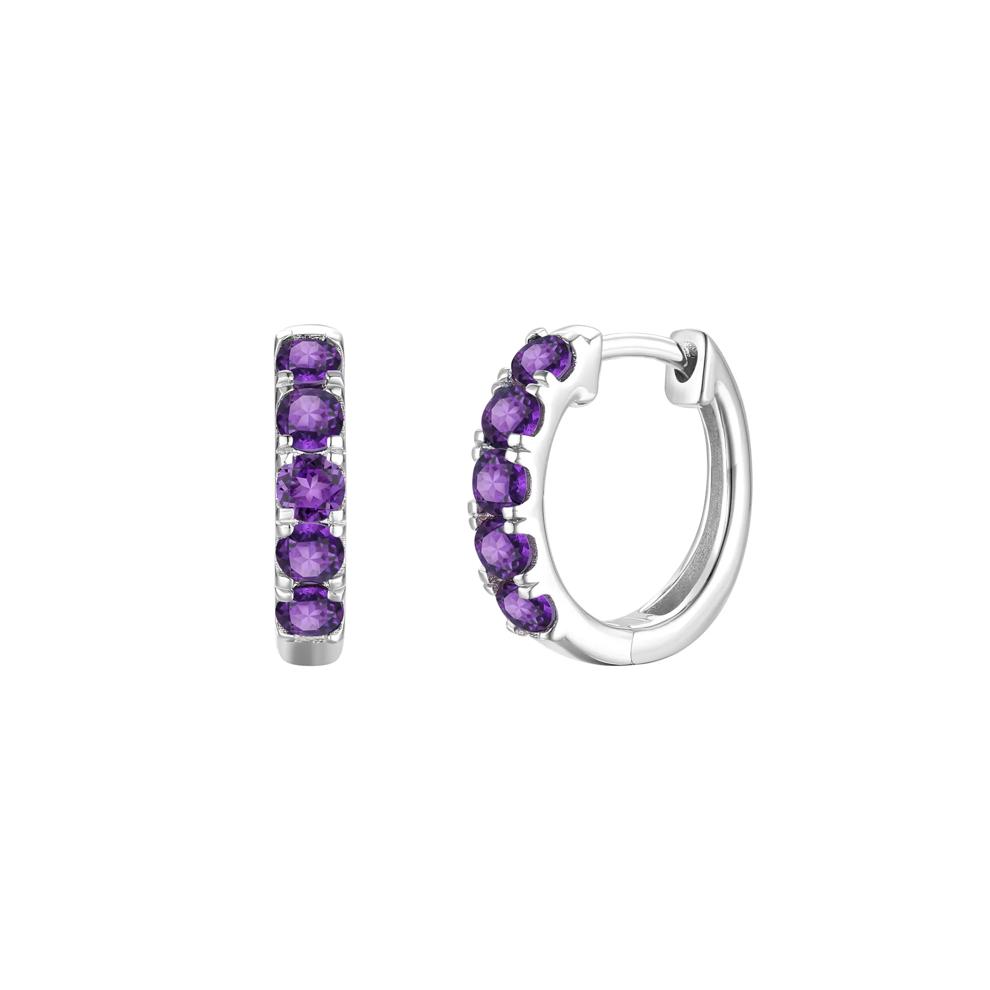 Amethyst Hoop Earrings in 10K White Gold – Image 1 of 1