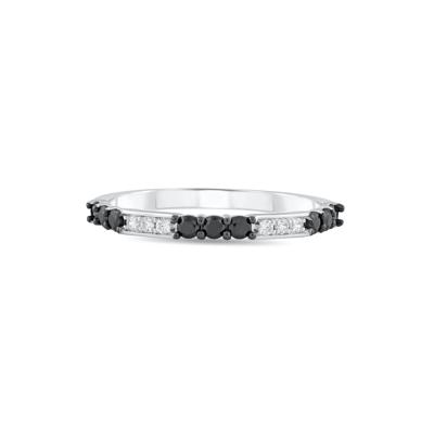Black & White Diamond Stack Band in Sterling Silver (1/3 ct. tw.)