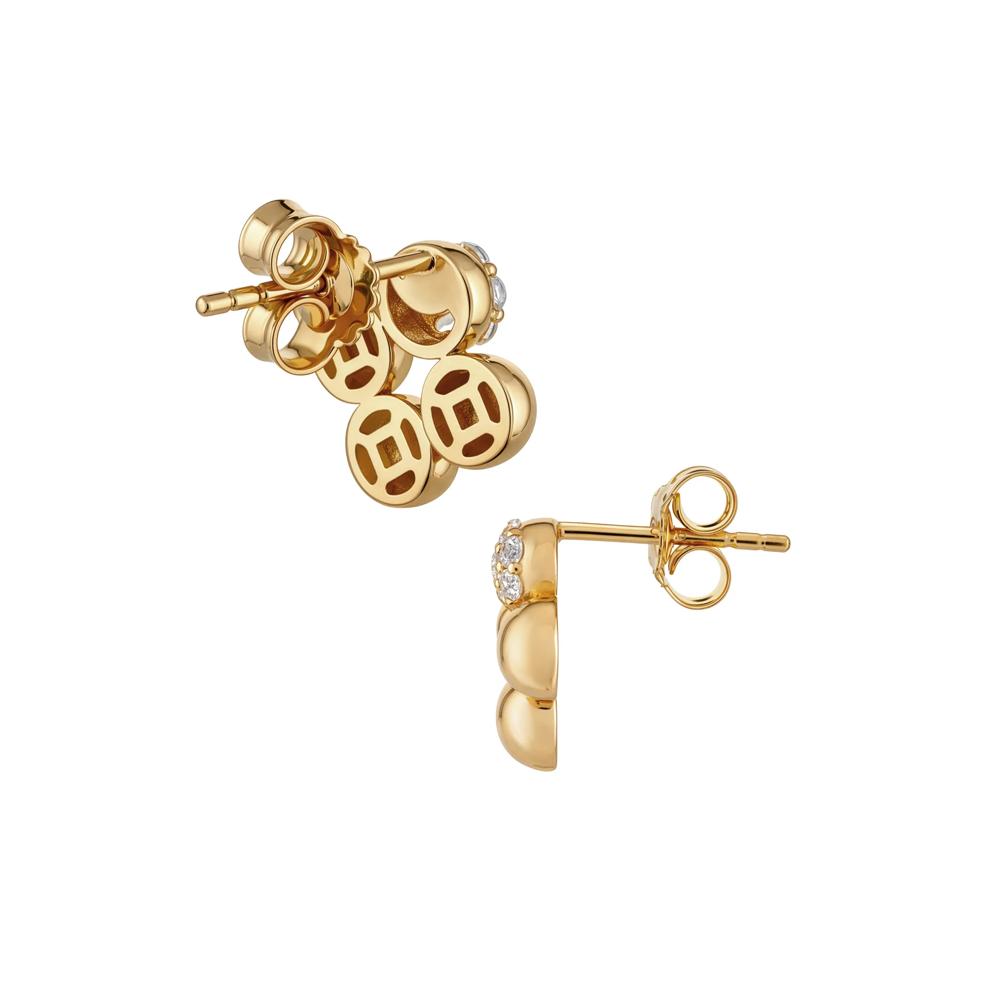 Lab-Created White Sapphire Puff Clover Stud Earrings in Vermeil – Image 2 of 2