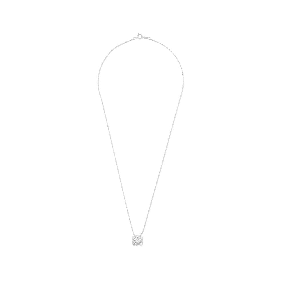 Diamond Round Illusion Plate Pendant in 10K White Gold (1/5 ct. tw.) – Image 3 of 4