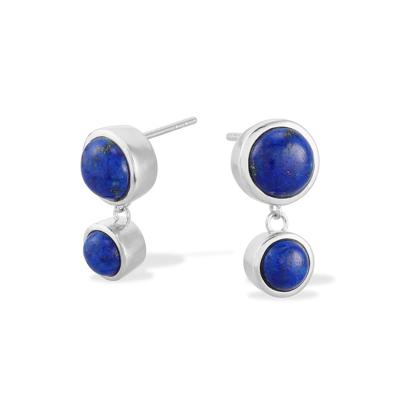 Blue Lapis Drop Earrings in Sterling Silver
