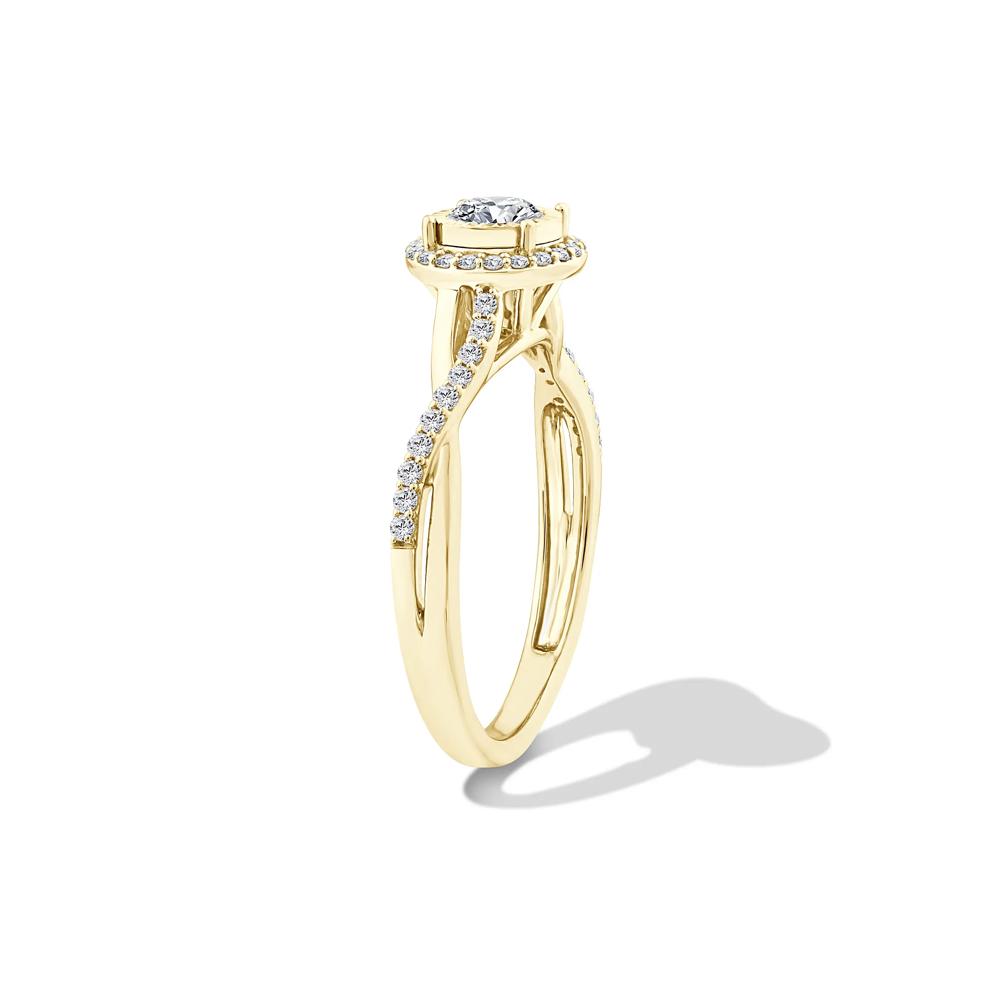 Lab Grown Diamond Round Illusion Promise Ring in 10K Yellow Gold (1/2 ct. tw.) – Image 3 of 4