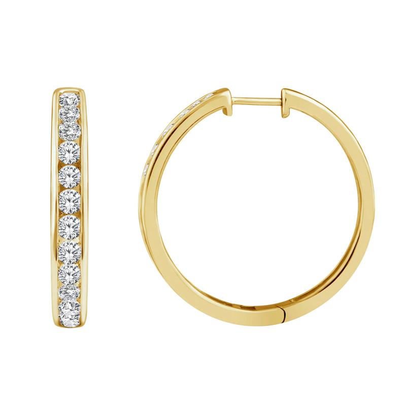 Lab Grown Diamond Hoop Earrings in 10K Yellow Gold &#40;3 ct. tw.&#41; – Image 2 of 2