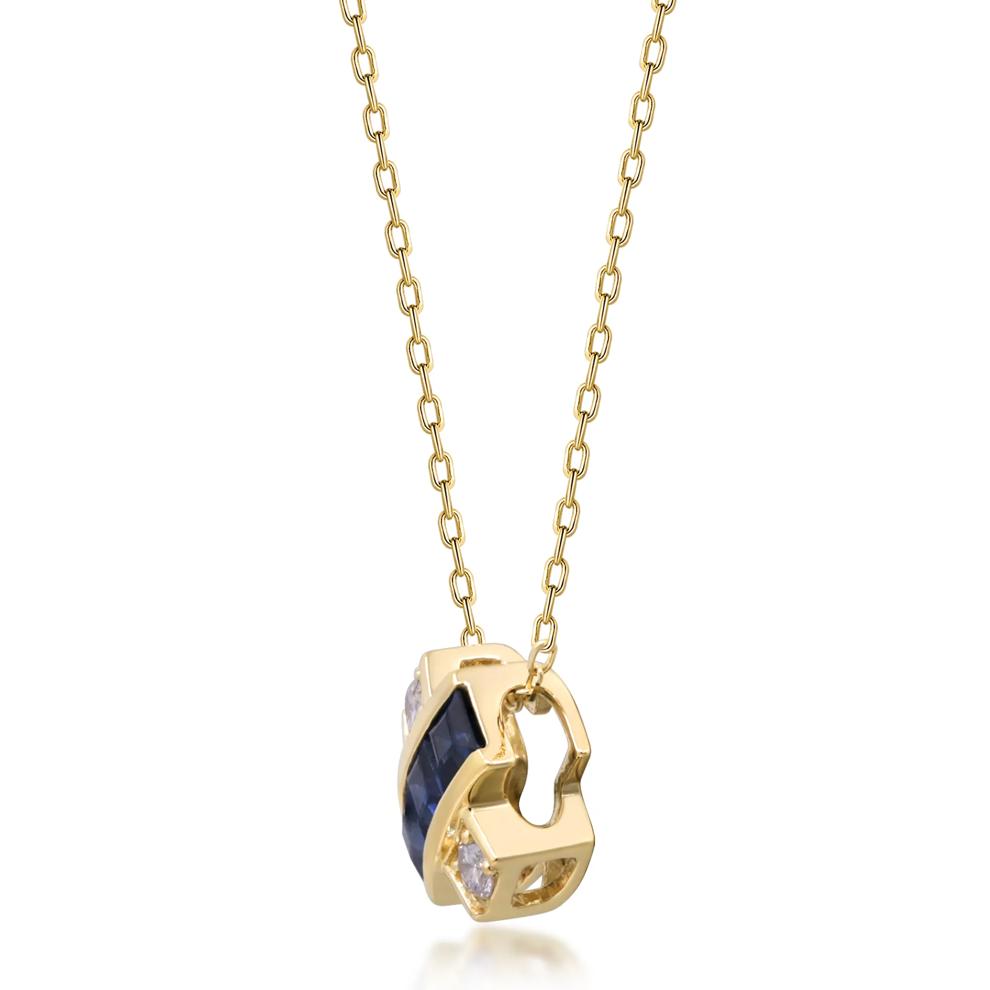 Blue Sapphire &amp; Diamond Accent X Pendant Necklace in 10K Yellow Gold – Image 2 of 4