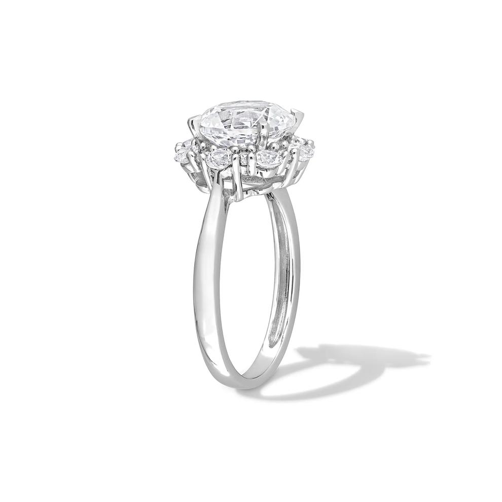 Lab-Created White Sapphire Round Halo Ring in Sterling Silver – Image 3 of 4