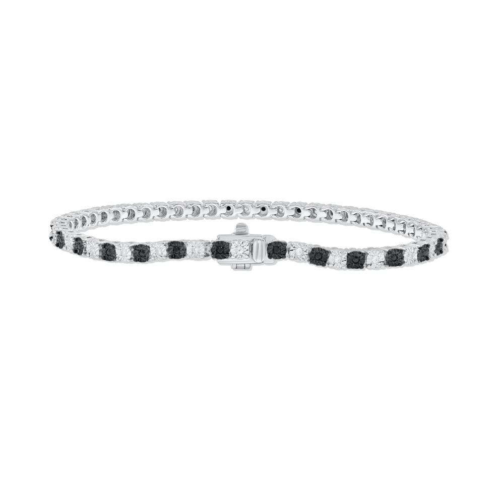 Black &amp; White Diamond Bracelet in Sterling Silver (1/2 ct. tw.) – Image 2 of 2