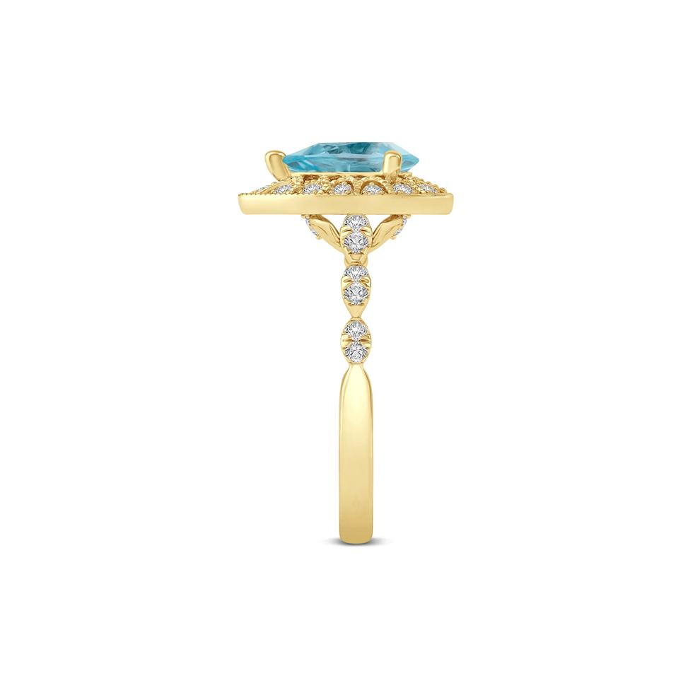 Pear-Shaped Blue Topaz and Diamond Engagement Ring in 14K Yellow Gold (1/4 ct. tw.) – Image 3 of 3