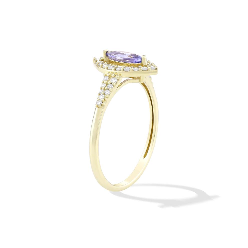 Tanzanite &amp; Diamond Halo Ring in 10K Yellow Gold (1/5 ct. tw.) – Image 3 of 4
