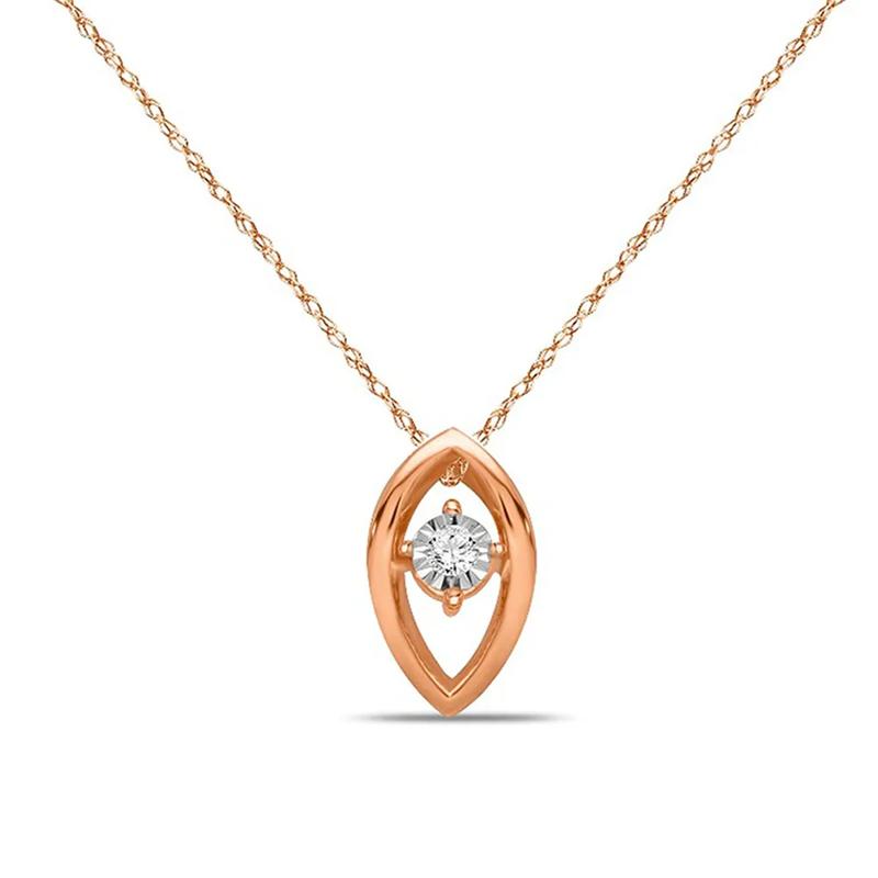 Diamond Accent Solitaire Illusion Pendant in 10K White and Rose Gold – Image 1 of 2