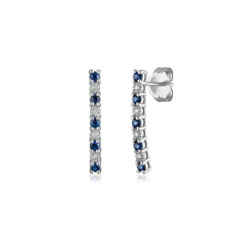 Blue Sapphire and Diamond Accent Earrings in 14K White Gold – Image 1 of 1