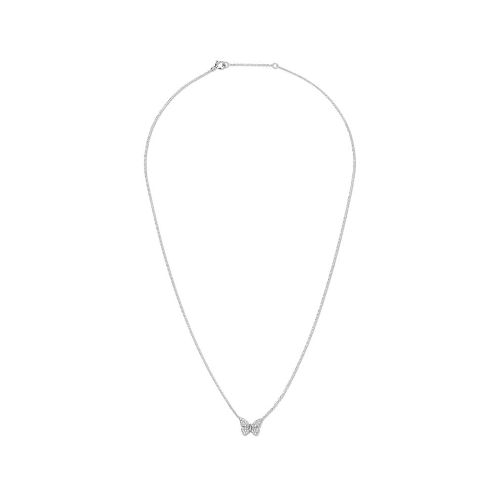 Diamond Butterfly Pendant Necklace in 10K White Gold (1/5 ct. tw.) – Image 3 of 4