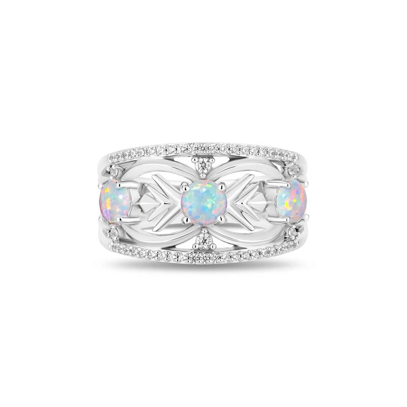 Elsa Lab-Created Opal and Diamond Ring in Sterling Silver &#40;1/5 ct. tw.&#41; – Image 1 of 4