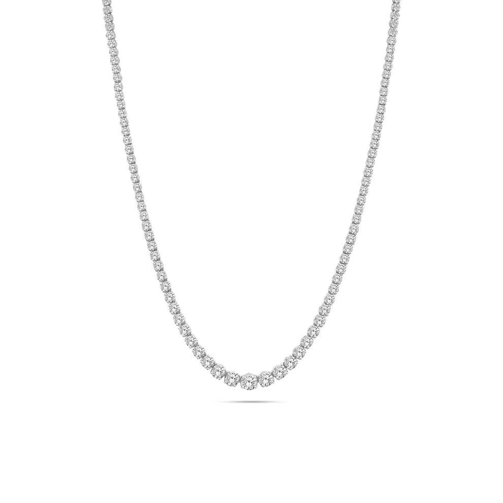 Lab Grown Diamond Riviera Tennis Necklace in 14K White Gold (12 ct. tw.) – Image 1 of 4