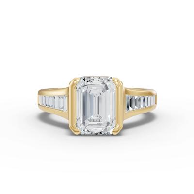 Lab Grown Diamond Emerald-Cut Center Engagement Ring in 14K Yellow Gold (2 1/2 ct. tw.)
