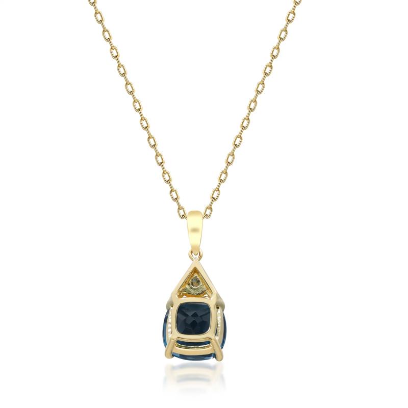 Blue Topaz and Diamond Accent Pendant in 10K Yellow Gold – Image 3 of 3