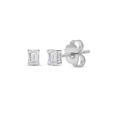 Lab Grown Diamond Emerald-Cut Solitaire Stud Earrings in 14K Gold