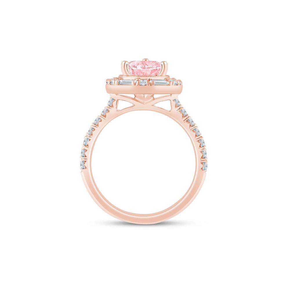 Colette Lab Grown Diamond Pink Pear-Shaped Halo Engagement Ring in 14K Rose &amp; Yellow Gold (2 ct. tw.) – Image 2 of 3
