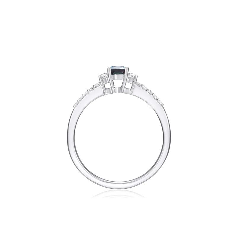 Lab-Created Alexandrite and Lab-Created White Sapphire Ring in 10K White Gold – Image 2 of 3