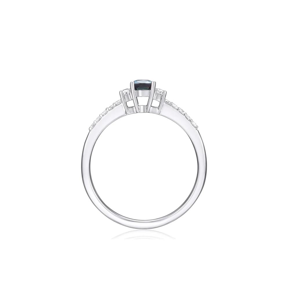 Lab-Created Alexandrite and Lab-Created White Sapphire Ring in 10K White Gold – Image 2 of 3