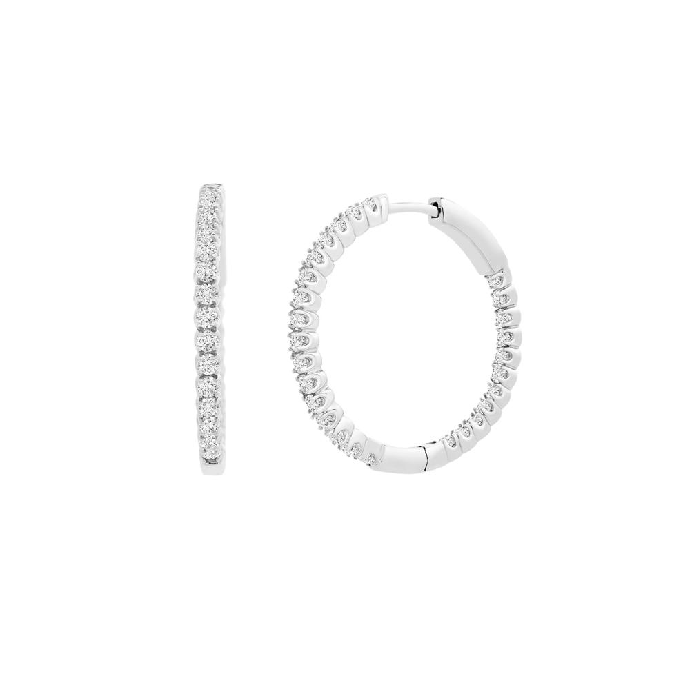 1 ct. tw. Diamond Hoop Earrings in 14K White Gold  – Image 1 of 1