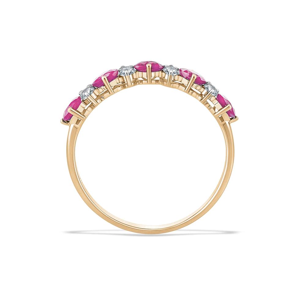 Ruby &amp; Diamond Band Ring in 10K Yellow Gold (1/4 ct. tw.) – Image 2 of 4
