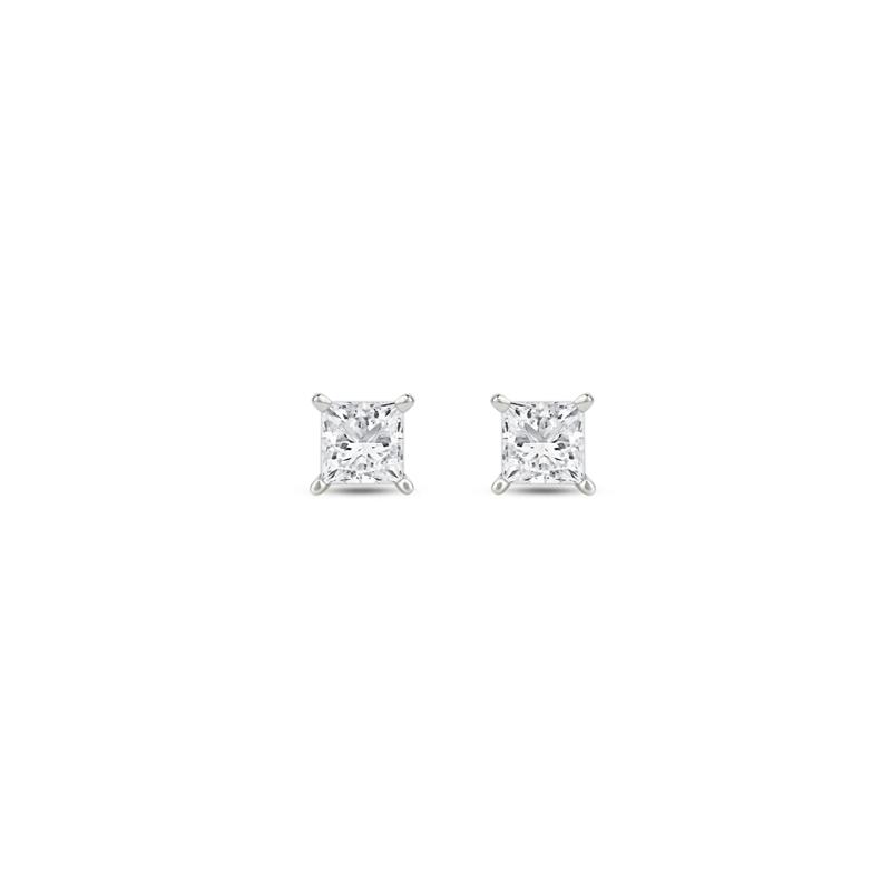 Lab Grown Diamond Princess-Cut Solitaire Stud Earrings in 14K White Gold &#40;1/4 ct. tw.&#41; – Image 2 of 3