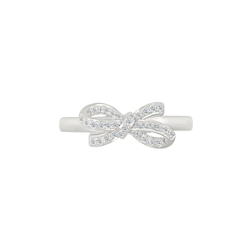 Diamond Bow Ring in Sterling Silver (1/8 ct. tw.) – Image 4 of 4