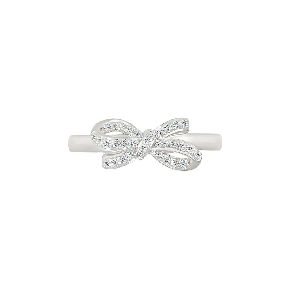Diamond Bow Ring in Sterling Silver (1/8 ct. tw.) – Image 4 of 4